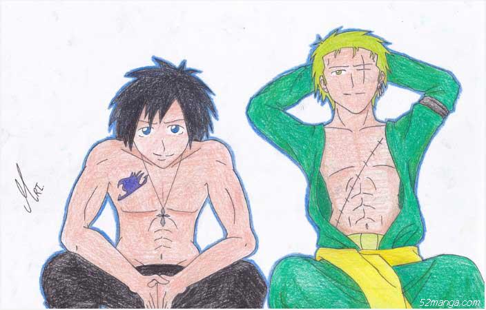 海贼王风格的妖精的尾巴国外同人美图 格雷和索隆