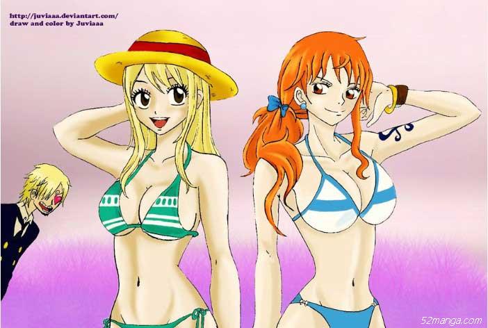 海贼王风格的妖精的尾巴国外同人美图 露西和娜美