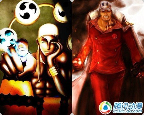 闪雷果实VS岩浆果实 又是自然系威力最强的果实对决，但这次拥有强大远程能力的艾尼路占优势。