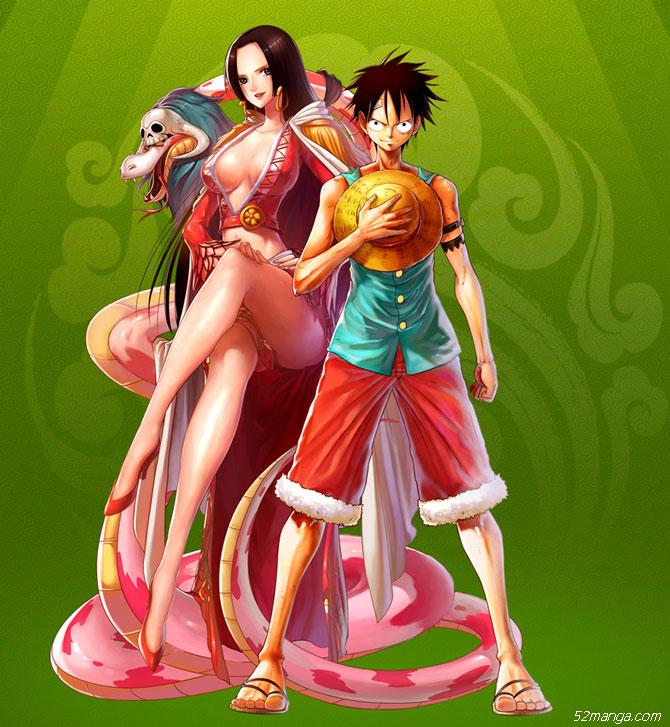 海贼路飞和女帝波雅汉考克