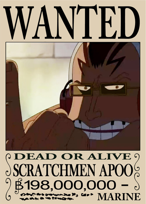 海鸣 斯库拉奇曼·阿普 (打碟音·阿普) 
ONAIR海贼团船长 伟大航路 出身，“长手族” 
一身中国装束，上面绣著一个