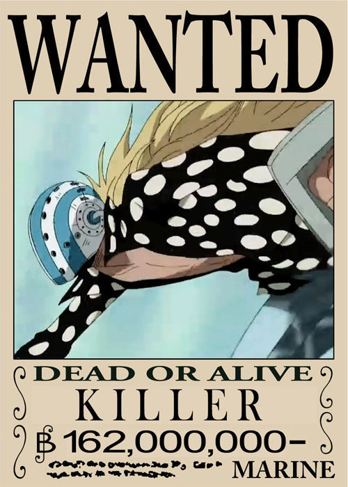 杀戮武人 基拉
基德海贼团战斗员
个性沉默，身手敏捷，武器为挂在手上的镰刀，名字的由来是凶手（Killer）。是团中唯一直称基德名字的船员。