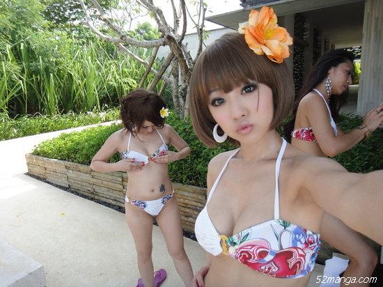 16岁小女孩COS巨乳不知火舞上围傲人 可爱沙滩照