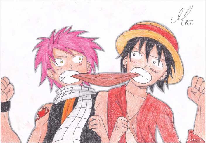 海贼王风格的妖精的尾巴国外同人美图 纳兹和路飞