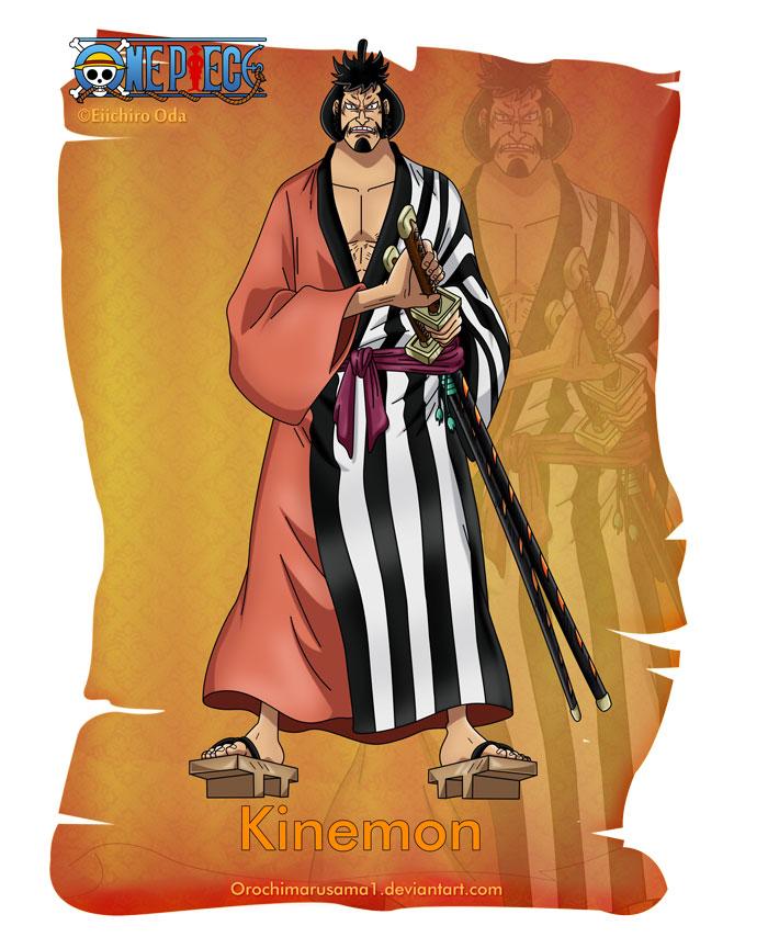 狐火锦卫门
Kinemon
来自和之国，职业武士，登场于庞克哈萨德岛，为了寻找自己的孩子桃之助而来到庞克哈萨德，结果被特拉法尔加·罗用能力大卸八块，丢弃在三个地方。后来被草帽一伙恢复原状。