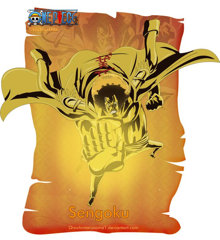 佛之战国
Sengoku
军帽上有一只象征“海军”的海鸥，帽子下藏着一头爆炸发。