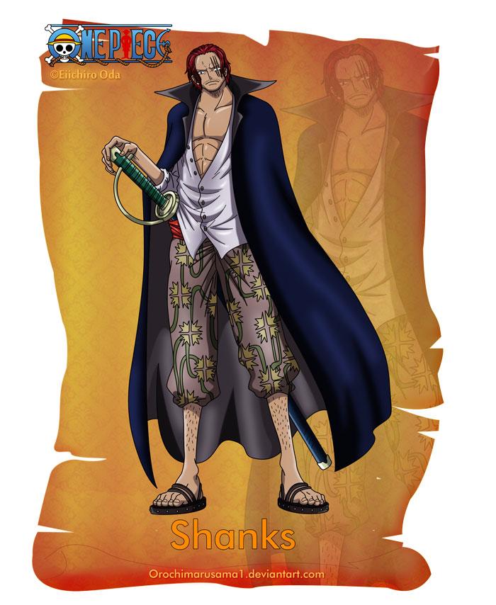 香克斯
Shanks
外号“红发”香克斯（赤髪のシャンクス）。伟大航路后半段新世界中君临天下的“四皇”之一，红发海贼团的船长，亦是故事主角蒙奇·D·路飞自小就最尊敬的人 。