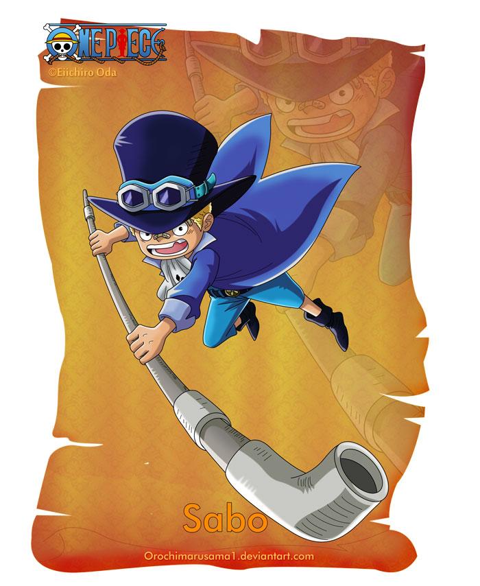 萨博
Sabo
小时候与蒙奇·D·路飞，波特卡斯·D·艾斯相识并成为结拜兄弟，痛恨自己的贵族出身，向往自由，在首次出海时遭到天龙人的袭击但被革命军首领蒙奇·D·龙救下，现在担任革命军的参谋总长即革命军的“第二把交椅”，在竞技场代替路西出场并赢得比赛，吃下烧烧果实并继承兄弟艾斯的意志。体术能力极为强悍，辅以烧烧果实，有着以一人之力挡住大将藤虎、数名中将及数千海军的强大实力。