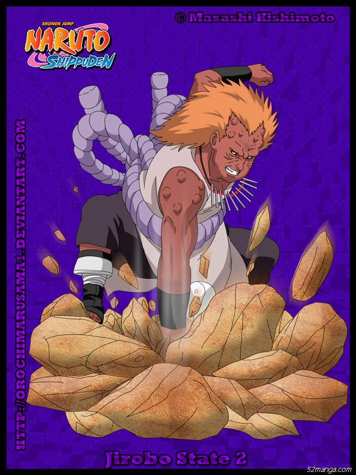 次郎坊（咒印模式）
Jirobo State 2
大蛇丸手下“音忍五人众”之一，平时老实谨慎，但在战斗中却变得狂妄轻敌。大蛇丸袭击木叶时首次登场，后来在佐助夺还任务时被秋道丁次的蝶弹爆击杀死。尸体被带回大蛇丸研究所，细胞被兜吸收，因此兜获得了他的能力，兜腹部的白蛇能够变化为他的形象并使用他的术。