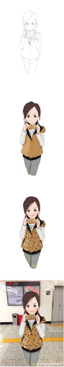 创作过程，有兴趣的网友也可以试试呀