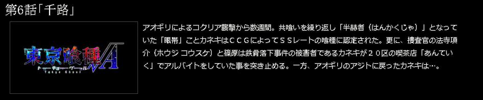 东京食尸鬼动画第二季，第6集剧情文字简介